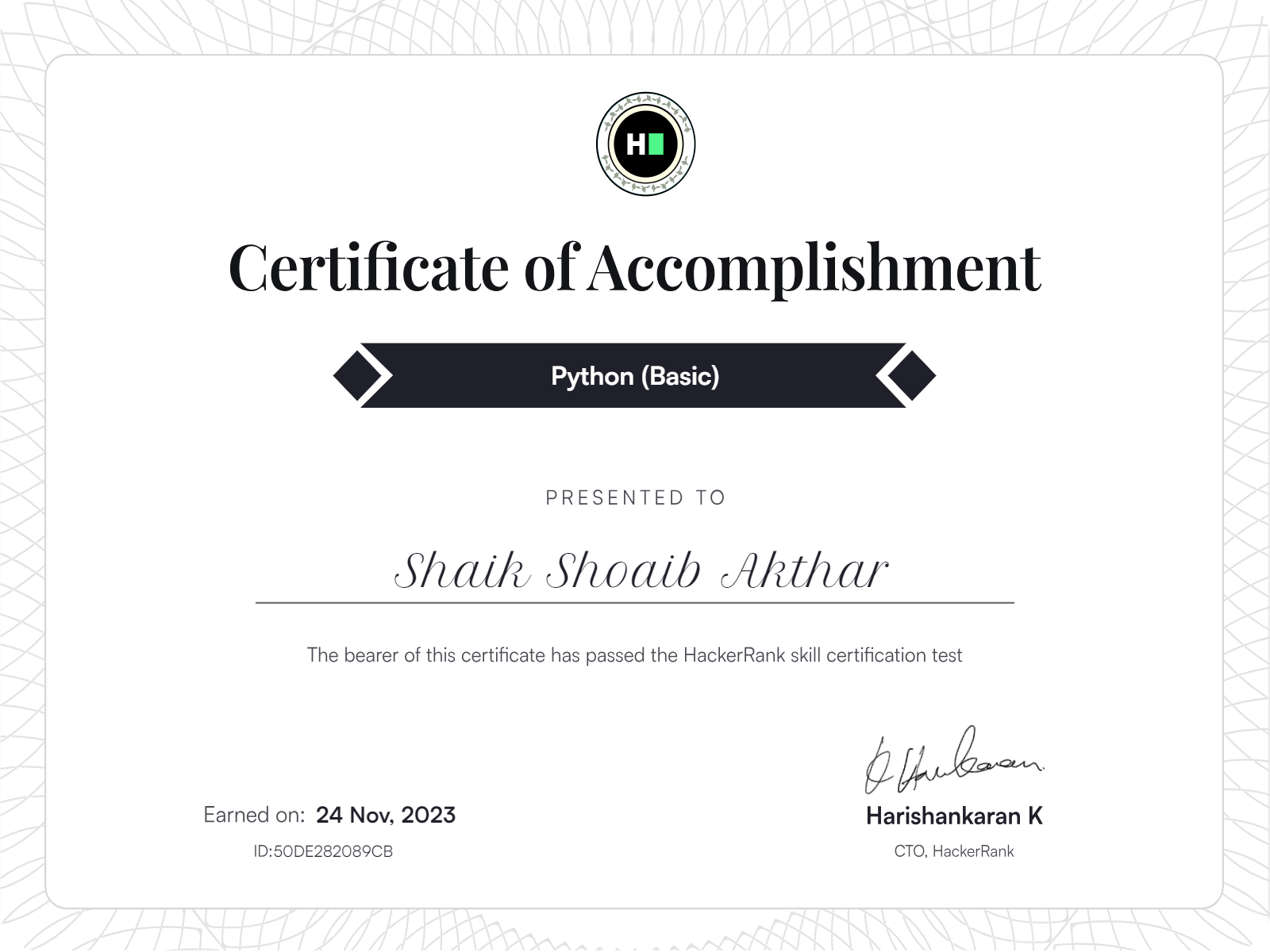 Python (Basic) Certificate