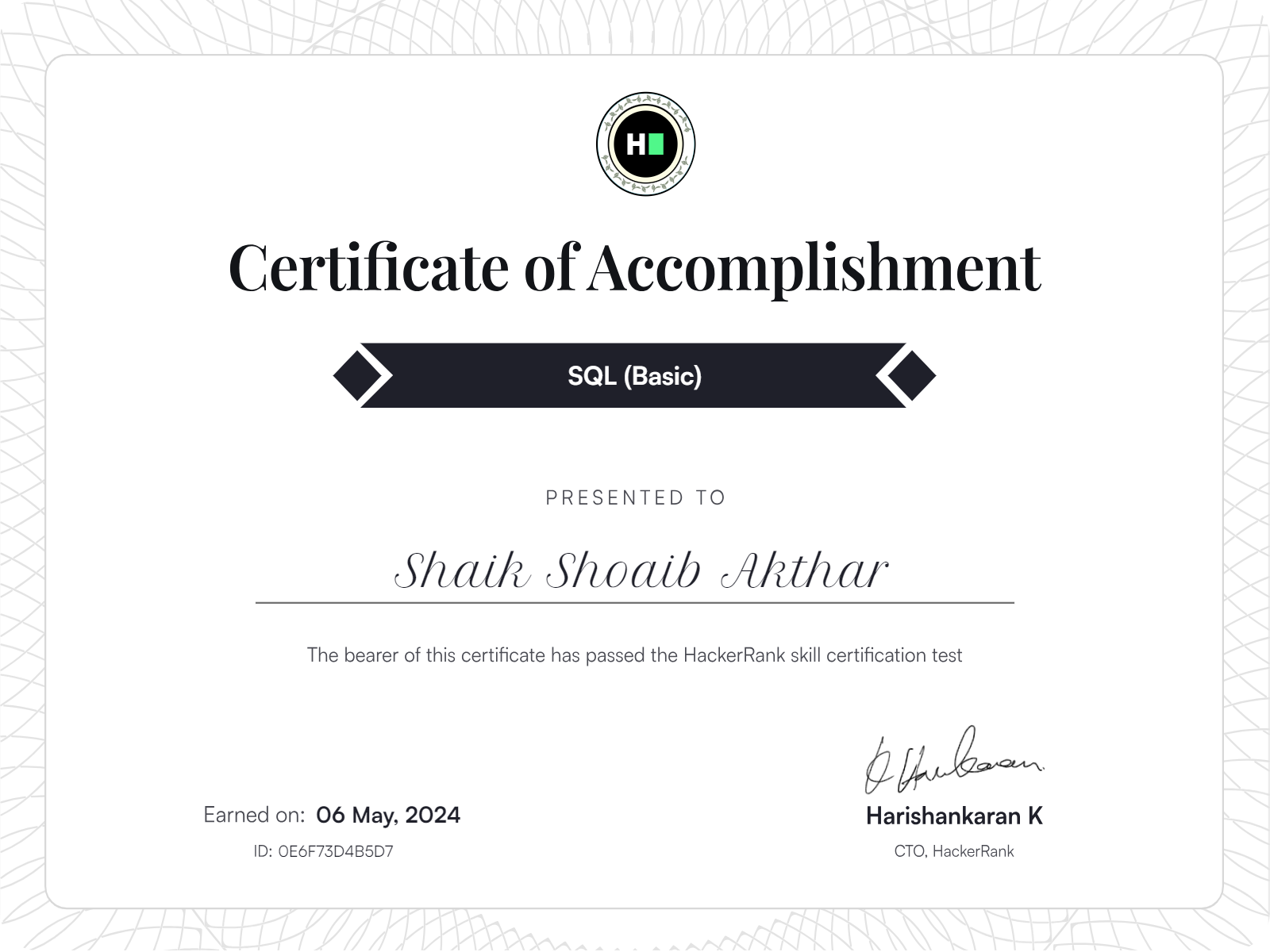 SQL (Basic) Certificate